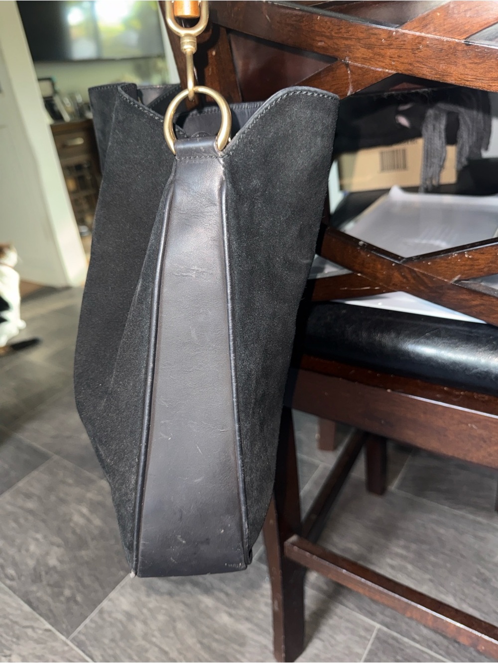 Authentic vintage Gucci bamboo handle black suede hobo bag Tom Ford era Italy 🇮🇹 - Picture 5 of 10